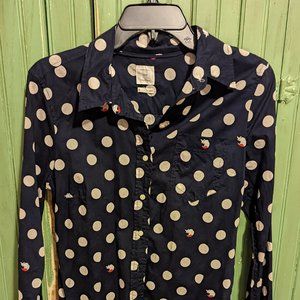 Gap Fitted Boyfriend Button Down Polka Dot Fox Shirt